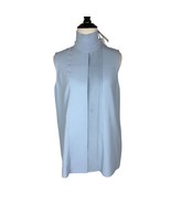 Vince Sleeveless Light Blue Mock Neck Pleated Front Top Womens S Polyest... - $649.39 MXN