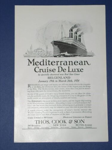Red Star Liner Cruise Ship National Geographic Magazine Ad Vintage 1923 - $14.99