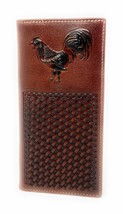 Premium Genuine Western Mens Embossed Rooster Basketweave Long Wallet in 3 Color - £23.73 GBP