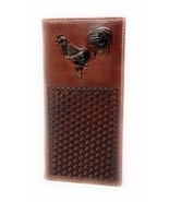 Premium Genuine Western Mens Embossed Rooster Basketweave Long Wallet in... - $41.11 CAD