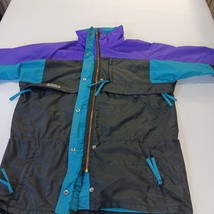 Vtg 80's Columbia Gizzmo Women's Black/Purple Nylon Full Zip Parka Jacket Large image 14