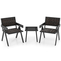 3 Pieces Patio PE Wicker Bistro Set with Quick-Drying Foam-Black - Color... - $4,046.81 MXN