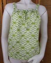 prAna Tank Top Womens S Green Print 100% Cotton Wide Strap Sleeveless Drawstring - $15.34