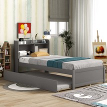 Twin Bed w/ Trundle &amp; Bookcase - Grey - $304.99