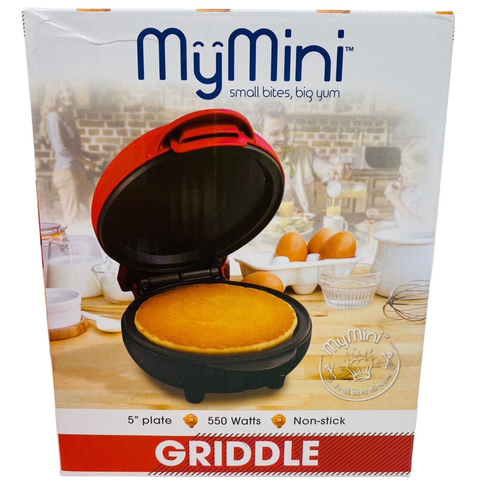 Nostalgia MyMini Deluxe Griddle Red Non Stick 5" Mini Compact Pancake