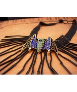 Gothic BAT necklace - Victorian gothic revival choker - Black Rhinestone... - £90.44 GBP