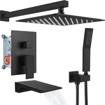 Gotonovo 10 Inch Matte Black Rain Mixer Shower Faucet Set With Waterfall Tub - $231.97