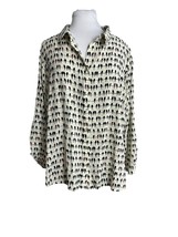 Jane and Delancey Womens Top Size 1X Birds Button Front Tab Sleeves Hi Low - £22.57 GBP