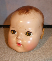 Vintage 1950s Hard Plastic Rubber Ears Baby Boy Doll Head 4 5/8&quot; Tall - £19.84 GBP