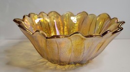 Indiana Carnival Glass Amber Sunflower Lily Pond Bowl - £14.43 GBP