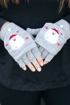 Grey Santa Claus Fingerless Gloves with Convertible Mittens - £6.75 GBP