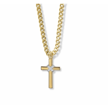 Two Tone 14K Gold Over Sterling Silver Rope Cross Necklace And Chain - £56.29 GBP