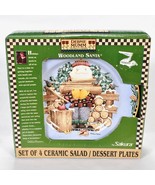 Debbie Mumm Woodland Santa Salad/dessert Plates Lot of 4 VTG Sakura Chri... - $60.91 CAD