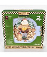 Debbie Mumm Woodland Santa Salad/dessert Plates Lot of 4 VTG Sakura Chri... - £35.19 GBP