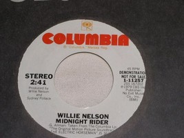 Willie Nelson Midnight Rider Promotional 45 Rpm Record Vintage 1979 - £15.17 GBP