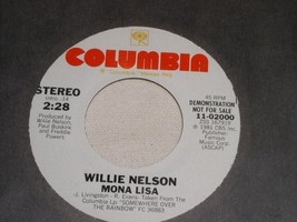 Willie Nelson Mona Lisa Promotional 45 Rpm Record Vintage 1981 - £14.94 GBP