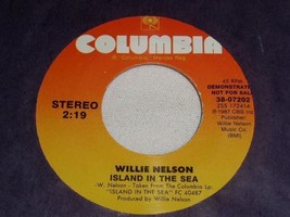 Willie Nelson Island In The Sea Promotional 45 Rpm Record Vintage 1987 - £14.94 GBP