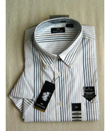 NWT NEW SAVANE Short Sleeve Striped Dress Shirt Size XL Extra Large - £15.68 GBP