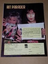 W.A.S.P Hit Parader Magazine Photo Vintage 1985 - $12.99