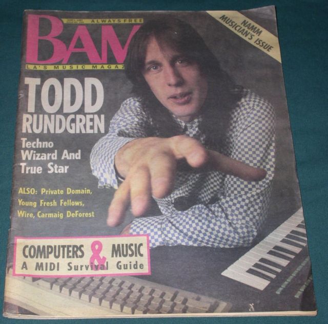 TODD RUNDGREN BAM MAGAZINE VINTAGE1987 - $24.99