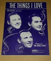 The Three Suns Things I Love Sheet Music Vintage 1941 - £18.95 GBP