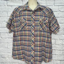 Vintage Rustler Mens Short Sleeve Snap Button Shirt Size XL X-Long Tails... - £15.69 GBP