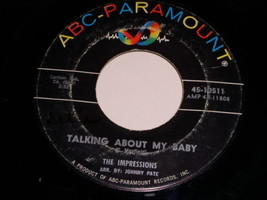 The Impressions Never Too Much Love 45 Rpm Record Vintage ABC Paramount Label - $18.99