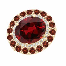ANGARA Sideways Oval Garnet Double Halo Cocktail Ring for Women in 14K Gold - £1,382.30 GBP