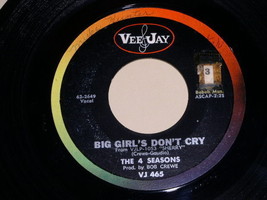 The 4 Seasons Big Girl&#39;s Don&#39;t Cry Vintage 45 Rpm Phonograph Record Vee Jay - £15.17 GBP