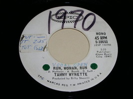 Tammy Wynette Run Woman Run Promo 45 Rpm Phono Record 1970 - £14.93 GBP