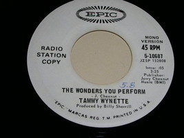 An item in the Music category: TAMMY WYNETTE THE WONDERS OF YOU PERFORM PROMO 45 RPM PHONO RECORD WONDERS YOU