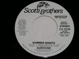 SURVIVOR SUMMER NIGHTS PROMOTIONAL 45 RPM VINTAGE 1981 - £15.04 GBP