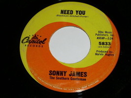 Sonny James Need You 45 Rpm Record - $18.99