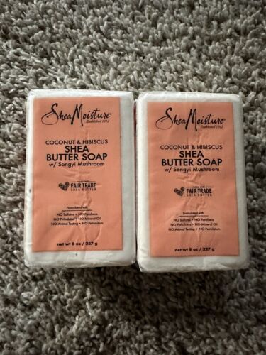 2 Shea Moisture Coconut &amp; Hibiscus Shea Butter Soap W/ Songyi Mushroom 8... - $7.69