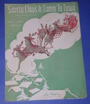 Santa Claus Is Comin&#39; To Town Vintage Sheet Music 1934 - £15.66 GBP