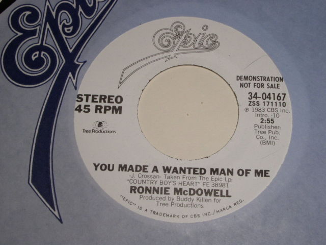 Ronnie McDowell You Made A Wanted Man Of Me 45 Rpm Record Vintage Promo 1983 - £14.91 GBP