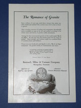 ROCK OF AGES GRANITE VINTAGE 1924 NATIONAL GEO. AD - $12.99