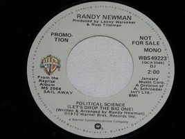 Randy Newman Political Science Promotional 45 Rpm Record 1972 - £15.04 GBP