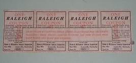 Raleigh Cigarette Vintage Coupon Sheet 1962 - $8.99
