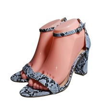 Madden Girl Womens Blue Snake Print Open Toe Ankle Strap Block Heel Sand... - £39.16 GBP