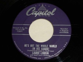 Laurie London He&#39;s Got The Whole World Vintage 45 Rpm Record - £15.01 GBP