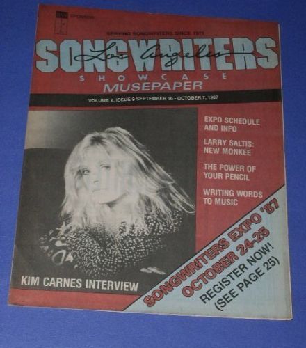 KIM CARNES SONGWRITERS SHOWCASE MAGAZINE VINTAGE 1987 - $22.99