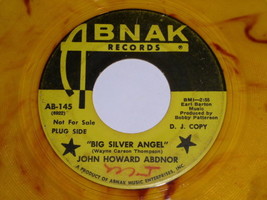 John Howard Abdnor Big Silver Angel 45 Rpm Record Yellow Vinyl Abnak Label - £15.17 GBP