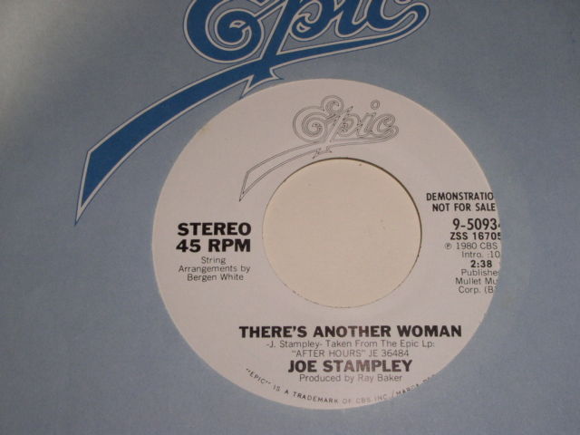 Joe Stampley There&#39;s Another Woman 45 Rpm Record Vintage Promotional 1980 - $18.99