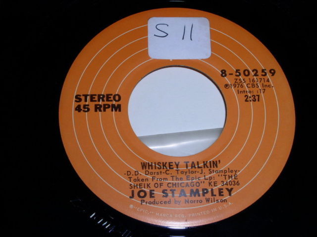 Joe Stampley Whiskey Talkin 45 Rpm Record Vintage 1976 - $18.99