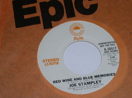 Joe Stampley Red Wine And Blue Memories 45 Rpm Record Promotional - £15.17 GBP