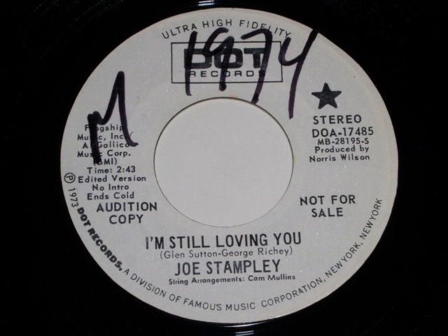 Joe Stampley I&#39;m Still Loving You 45 Rpm Record Vintage 1973 Promotional - $18.99