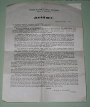 Illinois Central Railroad Company Vintage 1956 Announcement Letter - £10.04 GBP