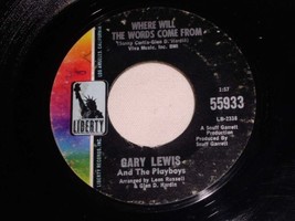 Gary Lewis And The Playboys Where Will The Words Come From Vintage 45 Rpm Record - £15.14 GBP