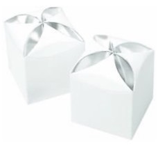 15 Favor Box White Silver Petal Wilton Party Wedding Favors Square For C... - £3.94 GBP